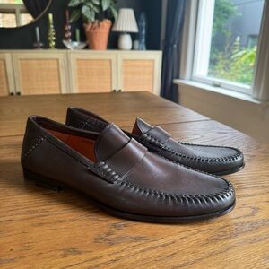 Santoni‎ Dark Brown Leather Loafers Made in Italy
